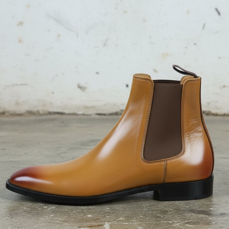 Handmade Mens Brown Chelsea Leather Boot, Mens Leather Boot, Men Ankle Boot