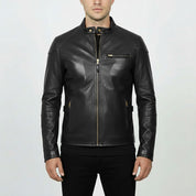 Men's Black Slim Fit Leather Biker Jacket