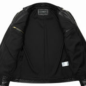 Men's Black Slim Fit Leather Biker Jacket