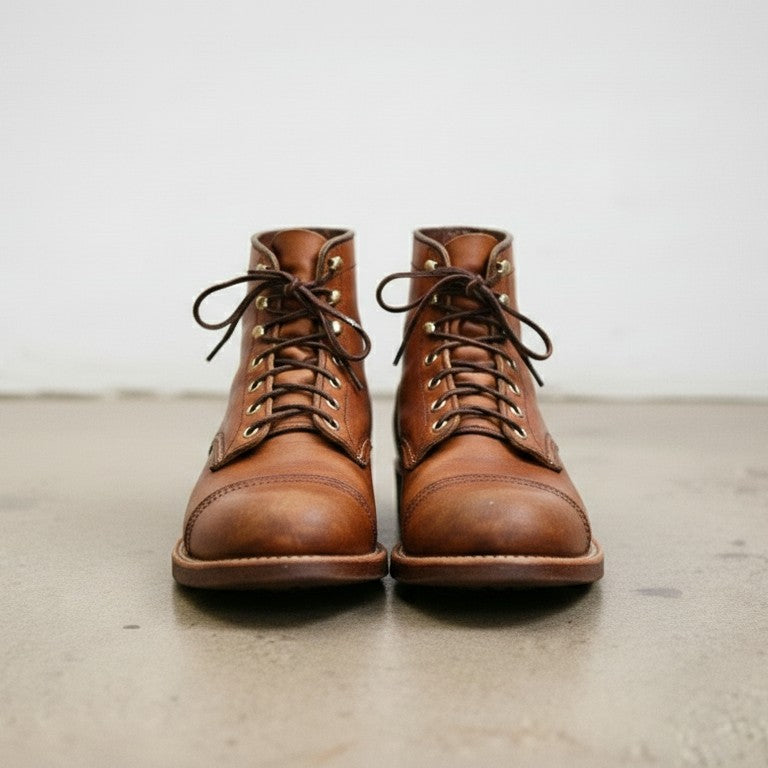 Handmade Men's Tan Brown Leather Ankle Boots