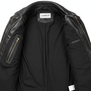 Men's Black Hooded Leather Biker Jacket