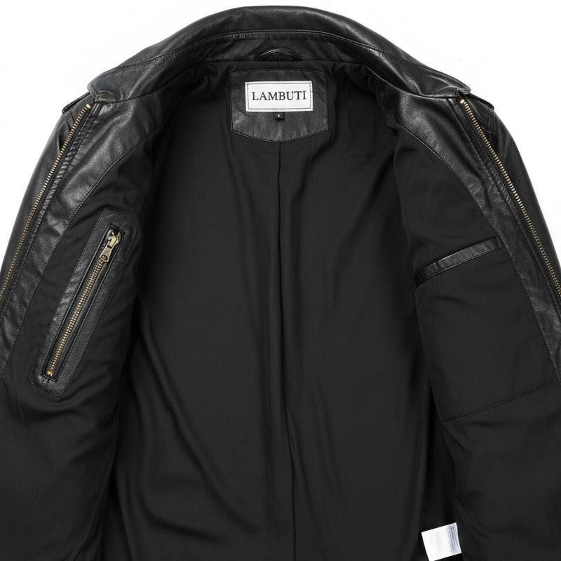 Men's Black Hooded Leather Biker Jacket