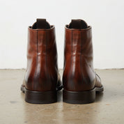 Men's Brown Cap-Toe Leather Ankle Boots
