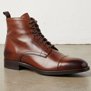 Men's Brown Cap-Toe Leather Ankle Boots
