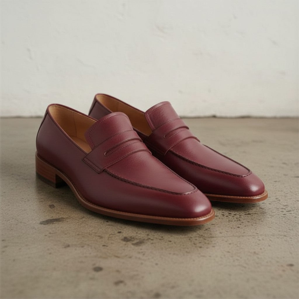 Men's Burgundy Leather Loafers