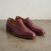 Men's Burgundy Leather Loafers
