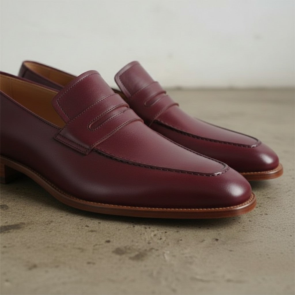 Men's Burgundy Leather Loafers