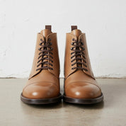 Men's Tan Cap-Toe Leather Ankle Boots