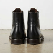 Men's Black Cap-Toe Leather Ankle Boots