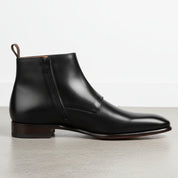 Men's Black Leather Monk Strap Boots
