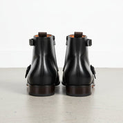 Men's Black Leather Monk Strap Boots
