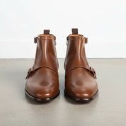 Men's Brown Leather Monk Strap Boots
