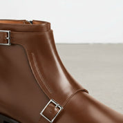 Men's Brown Leather Monk Strap Boots