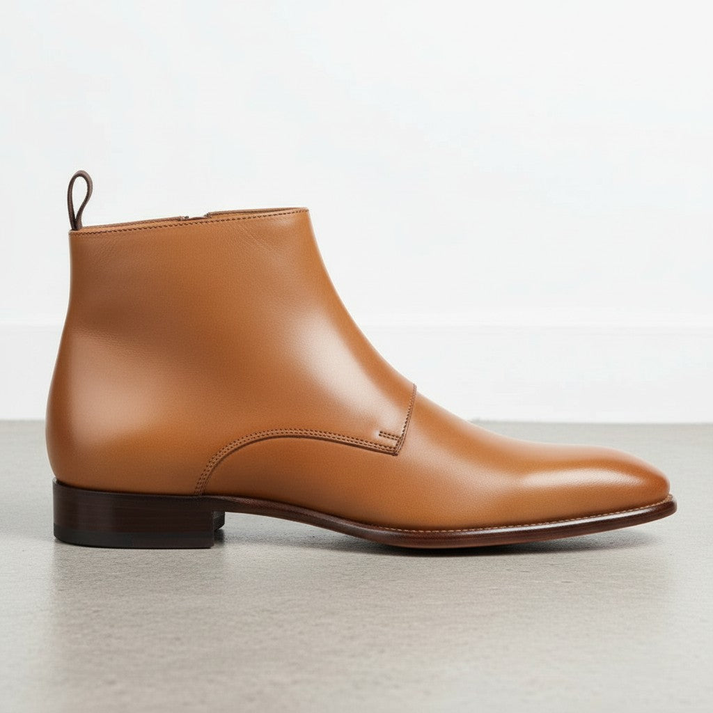 Men's Tan Leather Monk Strap Boots