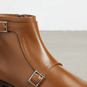 Men's Tan Leather Monk Strap Boots