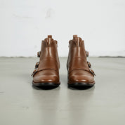 Men's Brown Side-Zip Leather Double Monk Ankle Boots