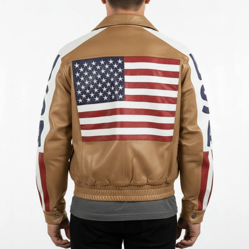 Men's Tan Leather Biker Jacket