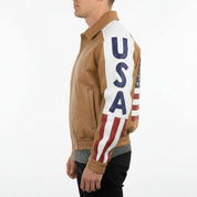 Men's Tan Leather Biker Jacket