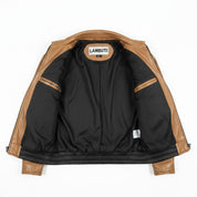 Men's Tan Leather Biker Jacket