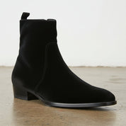 Men's Black Plain-Toe Suede Ankle Boots