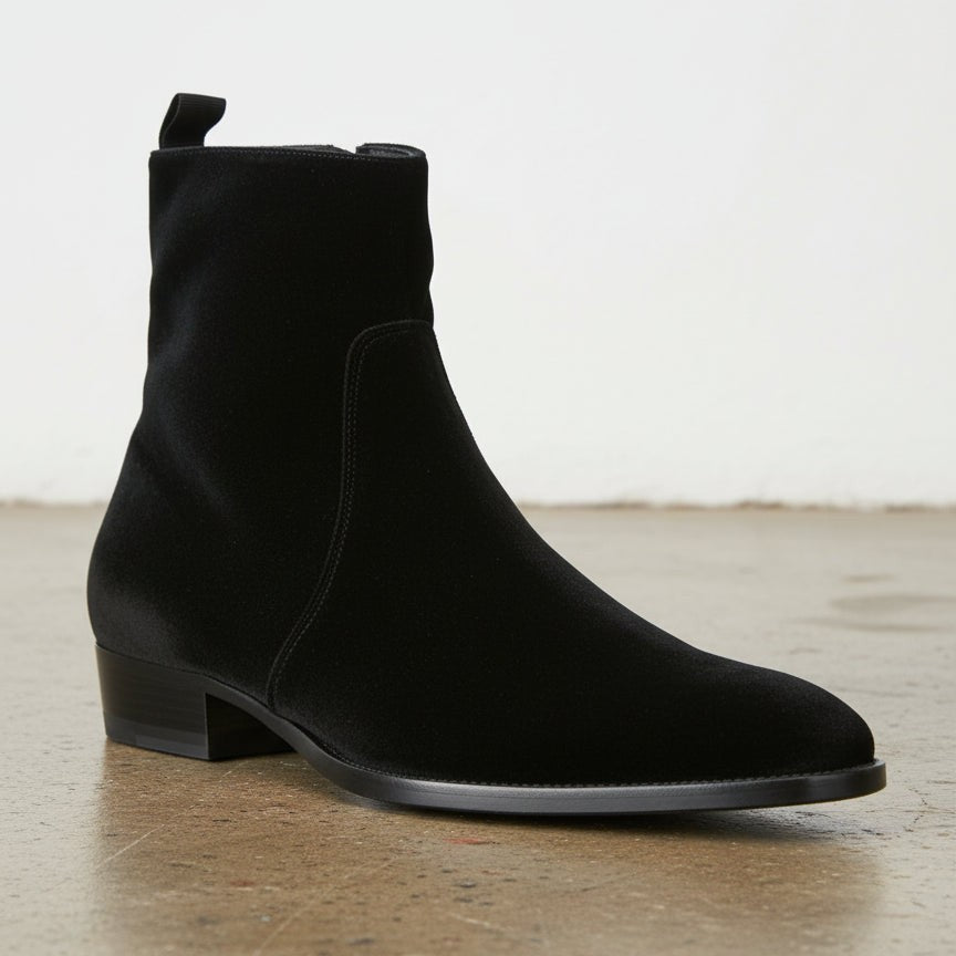 Men's Black Plain-Toe Suede Ankle Boots - Badgley US 6 / Black / B
