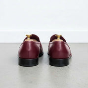 Men's Burgundy Apron-Toe Leather Penny Loafers