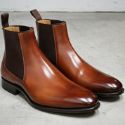 Handmade Men's Brown Leather Chelsea Boots