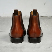 Handmade Men's Brown Leather Chelsea Boots