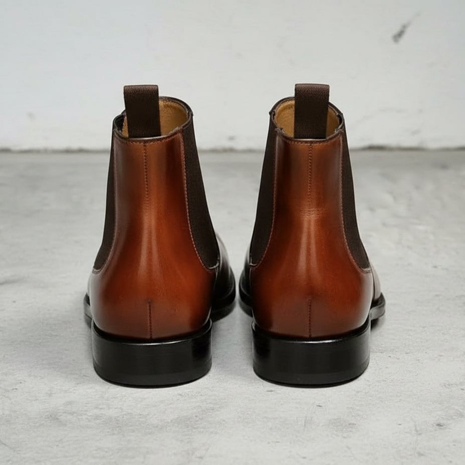 Handmade Men's Brown Leather Chelsea Boots