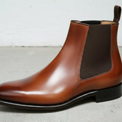 Handmade Men's Brown Leather Chelsea Boots