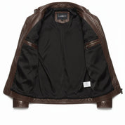 Men's Brown Slim Fit Leather Biker Jacket