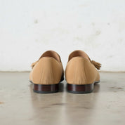 Men's Tan Plain-Toe Suede Tassel Loafers
