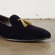 Men's Navy Suede Tassel Loafers