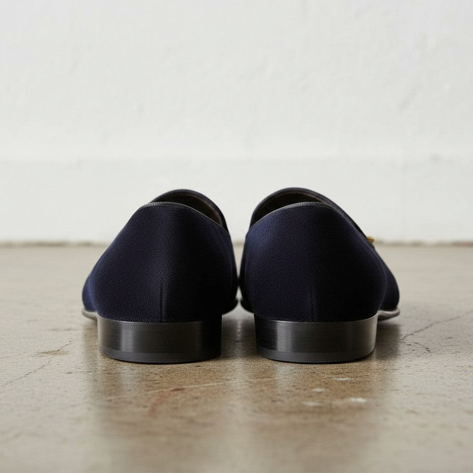 Men's Navy Suede Tassel Loafers