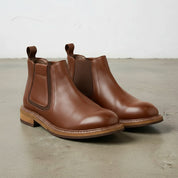 Men's Brown Pebbled Leather Chelsea Boots