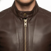 Men's Brown Slim Fit Leather Biker Jacket