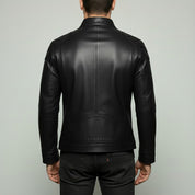 Men's Black Slim Fit Leather Biker Jacket