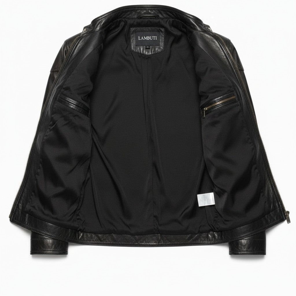 Men's Black Slim Fit Leather Biker Jacket