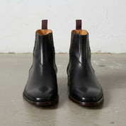 Men's Black Plain-Toe Leather Chelsea Boots