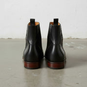 Men's Black Plain-Toe Leather Chelsea Boots