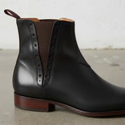 Men's Black Plain-Toe Leather Chelsea Boots