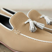 Handmade Men's Tan Suede Leather Loafers