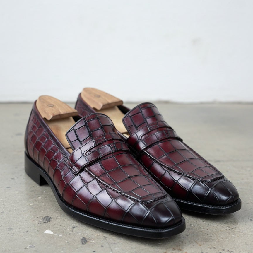 alligator dress shoes Sheriff Collection 1505-2002 13 / Purple or simply want to add a touch of sophistication to your daily attire Crafted Leather Handmade Classic Black