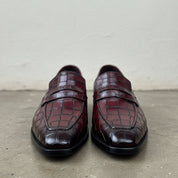 Handmade Men's Alligators Shoes, Crocodile Embossed Leather Moccasins