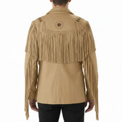 Men's Handmade Fringed Tan Suede Cowboy Jacket