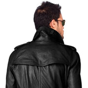 Men's Black Leather Trench Coat