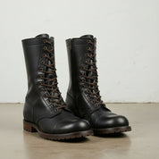 Men's Black Cap-Toe Leather Combat Boots