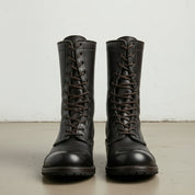 Men's Black Cap-Toe Leather Combat Boots