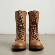 Men's Tan Cap-Toe Leather Combat Boots