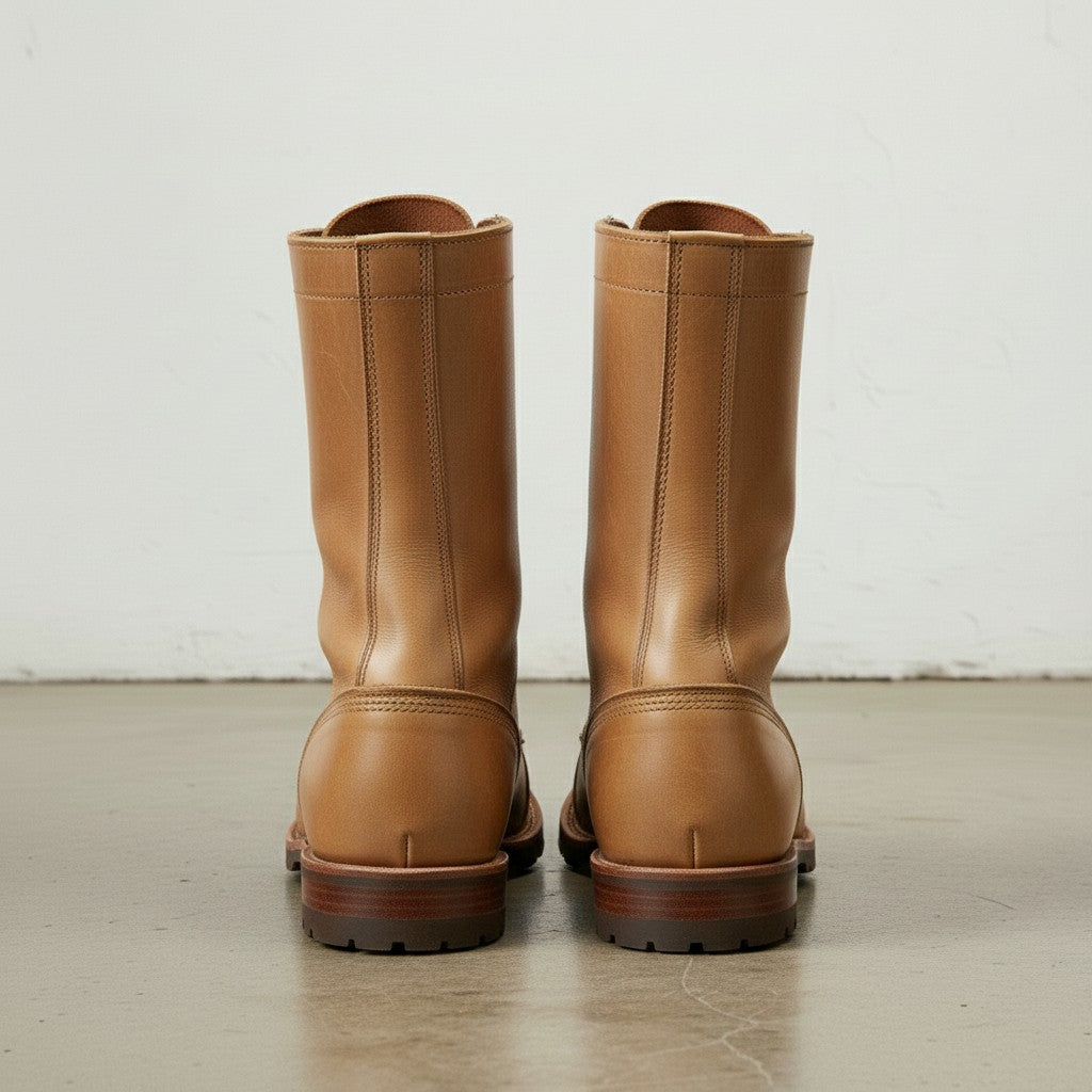 Men's Tan Cap-Toe Leather Combat Boots